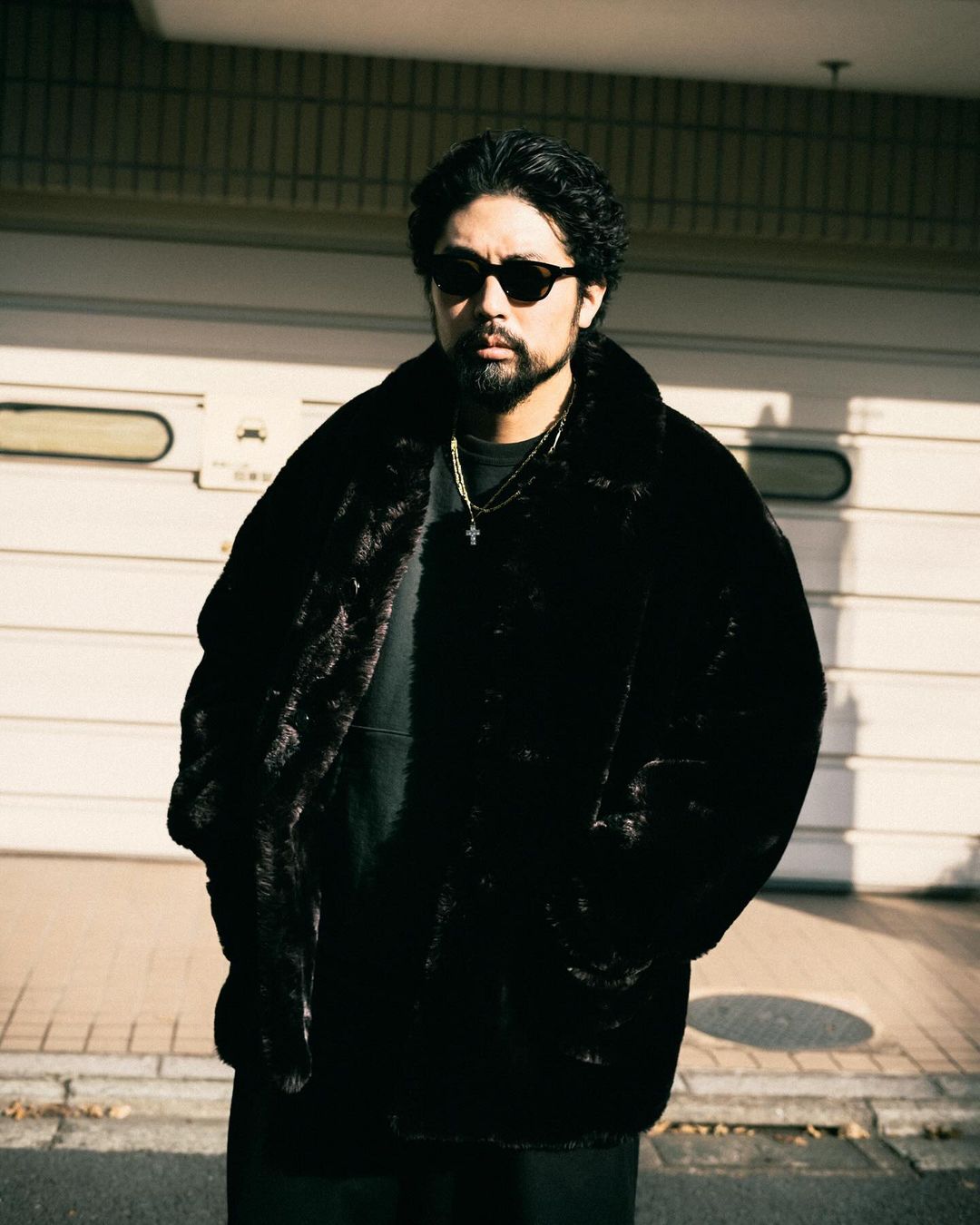 COOTIE PRODUCTIONS/Faux Fur Car Coat（Black）［フェイクファーカー