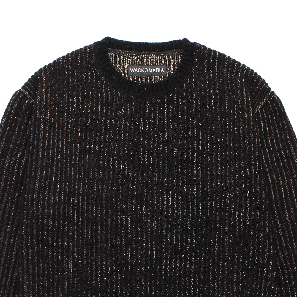 WACKO MARIA/GLITTER KNIT SWEATER（BLACK/GOLD）［グリッターニット
