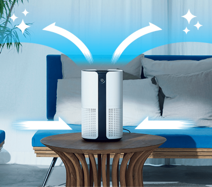 コンパクトサイズで最大18畳のお部屋に対応できるパワフルな空気清浄機