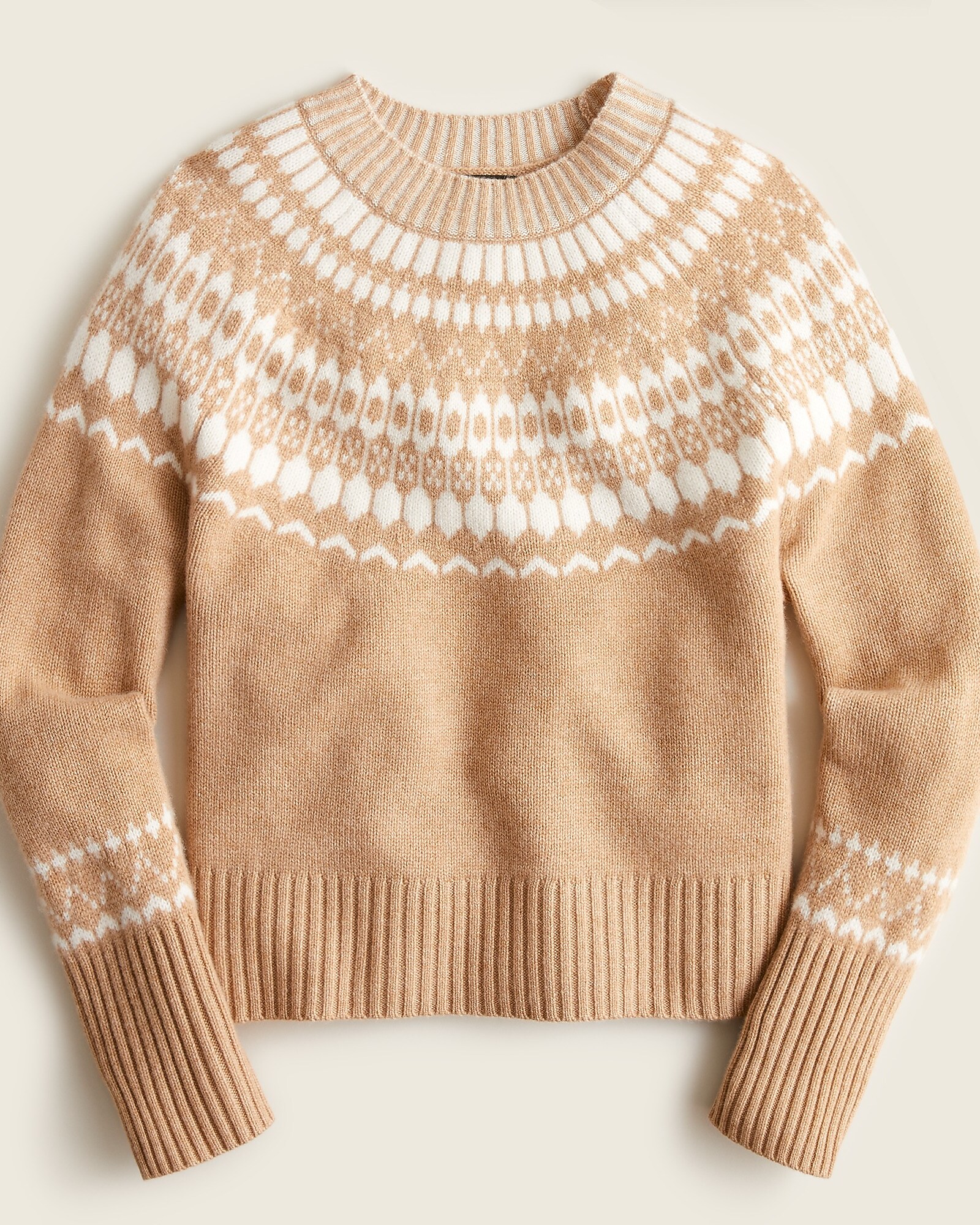 Cashmere Crewneck Sweater With Fair Isle Yoke For Women | J.Crew