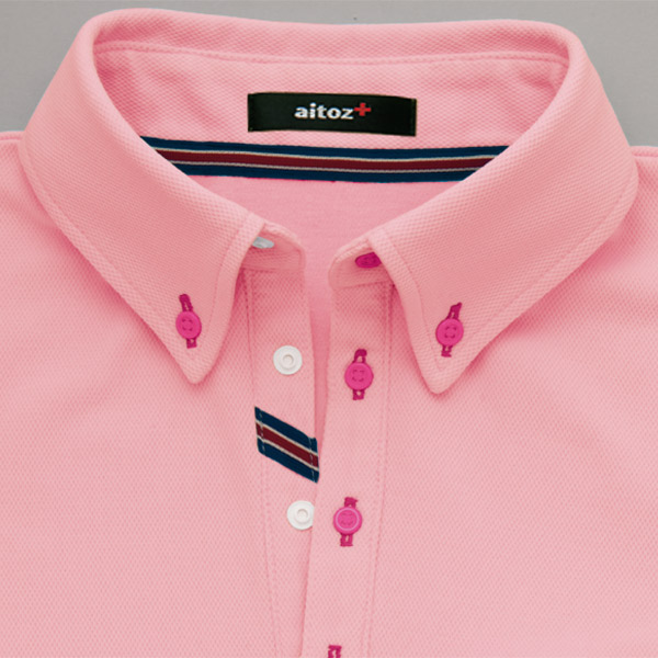 AZ-7667】 【速乾/抗菌】部屋干し対応ボタンダウン半袖ポロシャツ(左胸