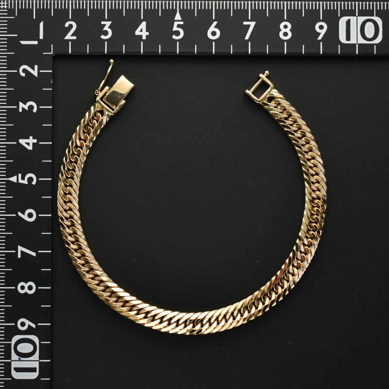 K18 YG 喜平8面トリプルハートチャーム付きブレスレット