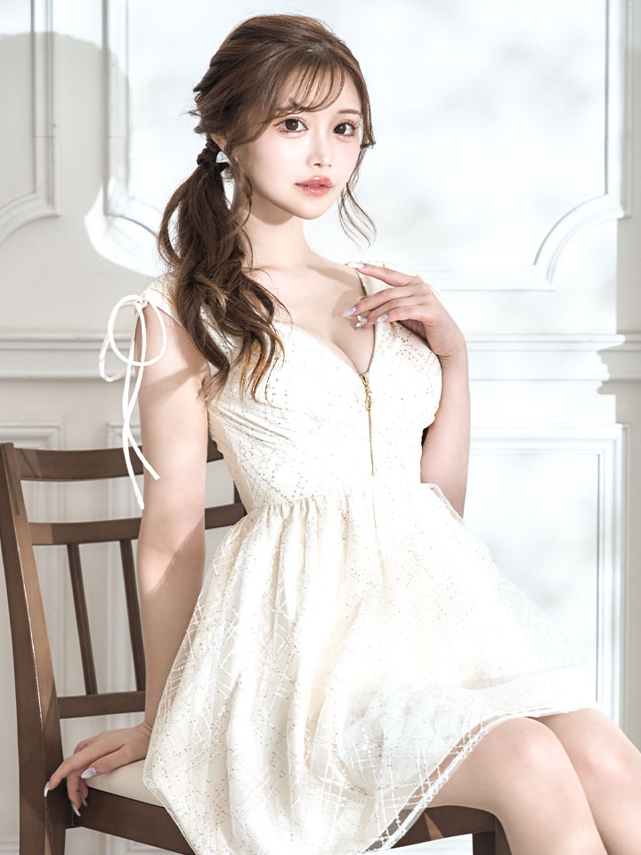 レースレイヤードノースリーブミニワンピース/キャバドレス【XS-L