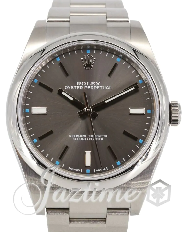 Rolex Oyster Perpetual 114300-RHOSO 39mm Dark Rhodium Index Domed