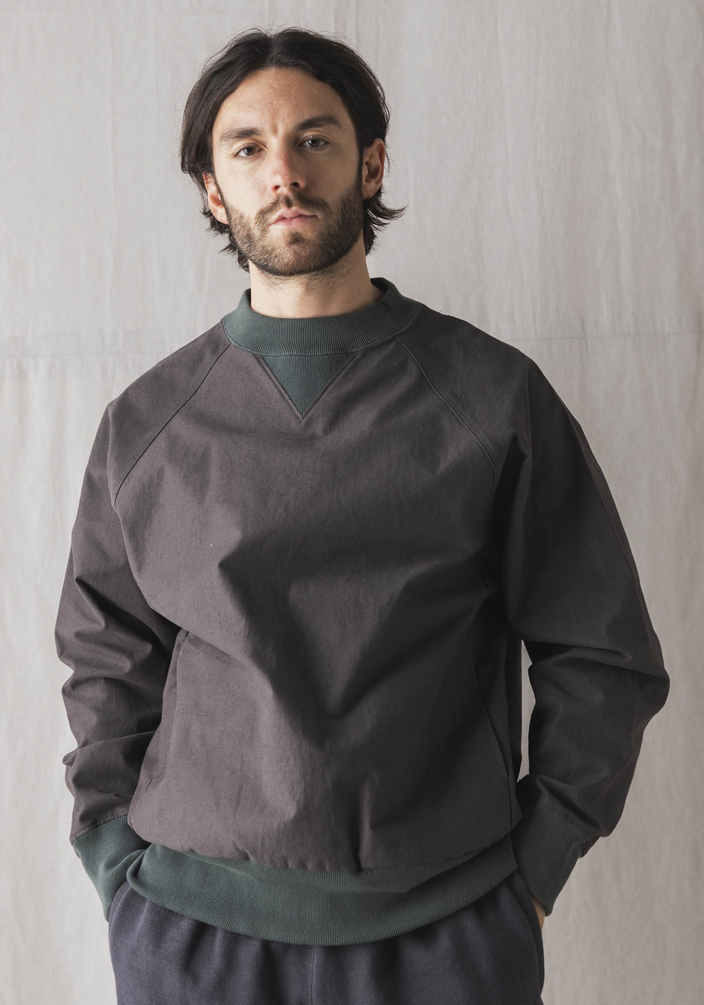 Back Nep Crew Neck(S 441:D Gray x Green): ALL｜jackman日本公式サイト