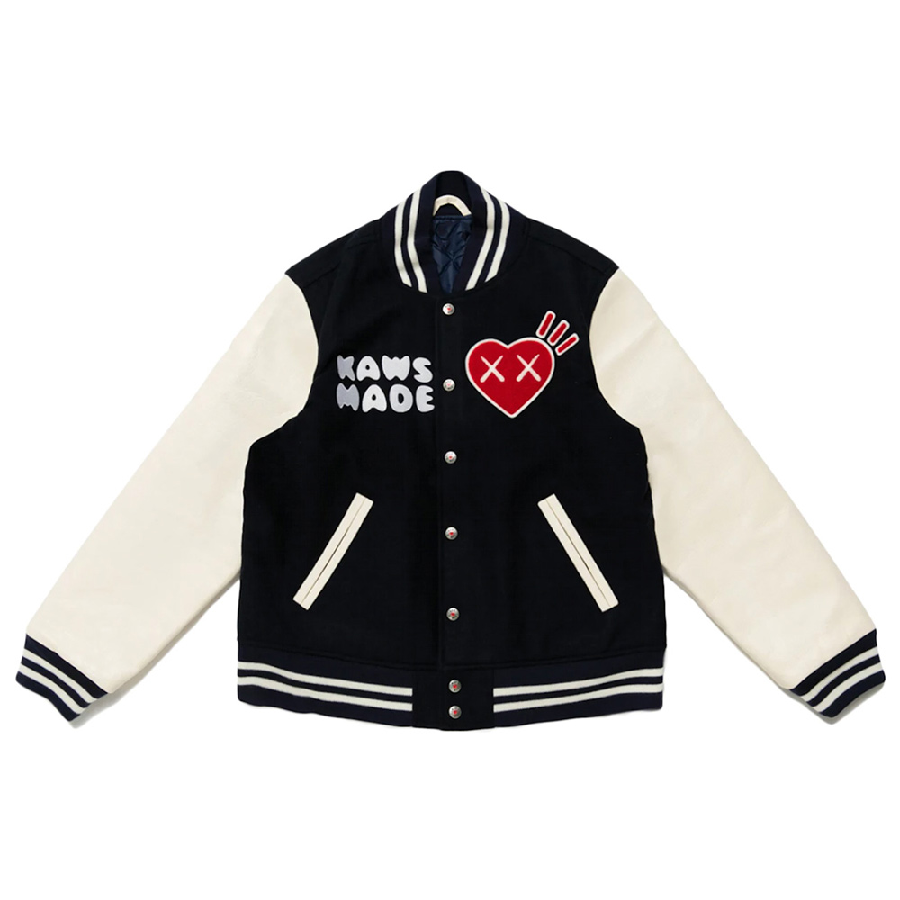 Wool/Leather Human Made Kaws Varsity Jacket - Jackets Masters
