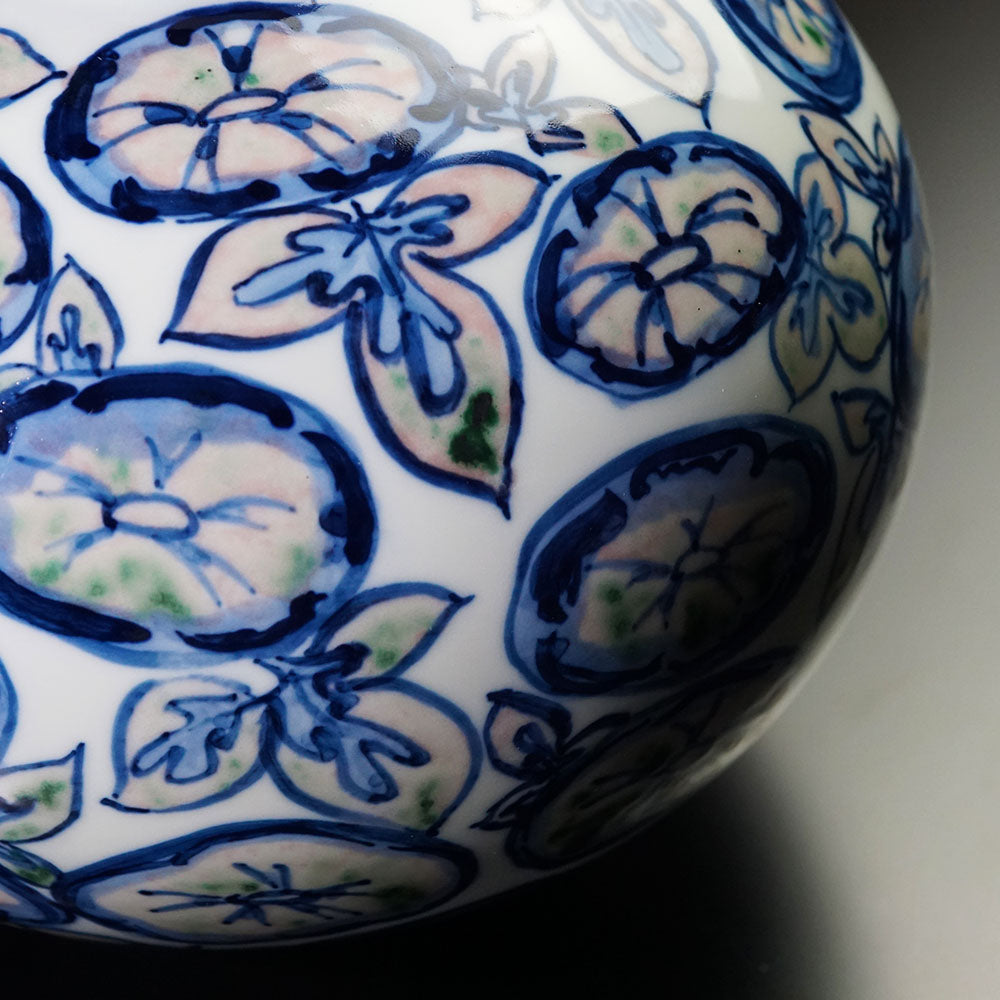 有田焼】釉裏紅朝顔紋花瓶 (初代真右衛門作)