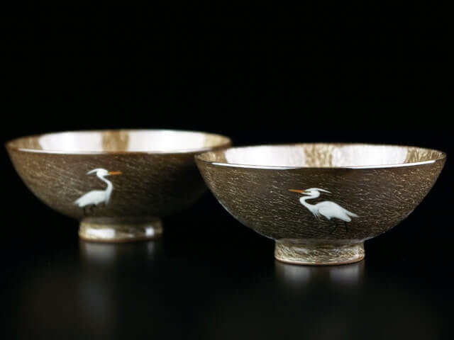 15代横石臥牛窯作：夫婦茶碗 鷺図 - 有田焼のJTOPIA