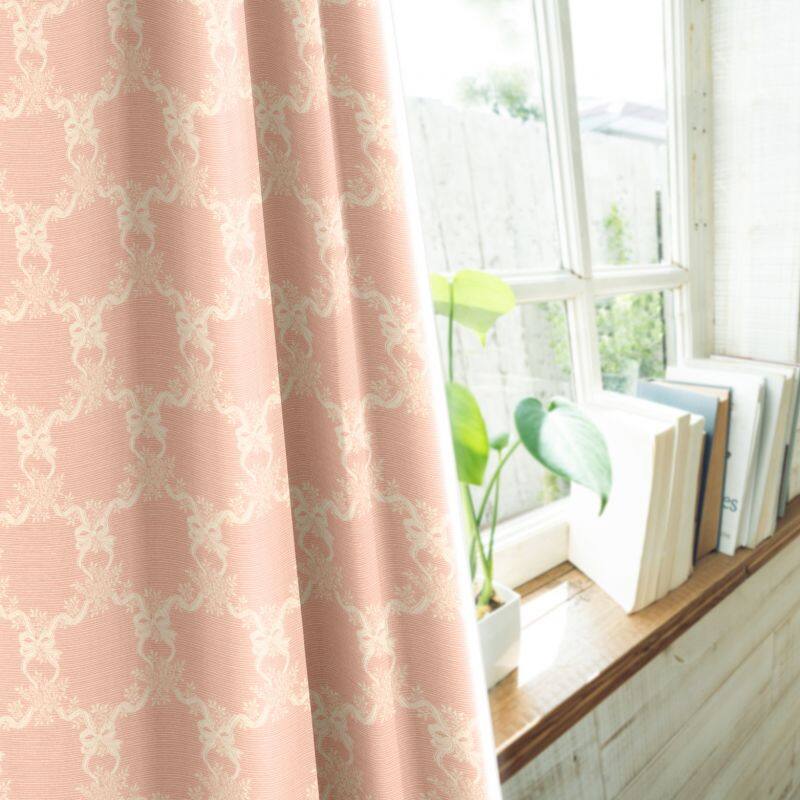 フラワリーリボン カーテン JE-93021 ピンク ｜ジャストカーテン