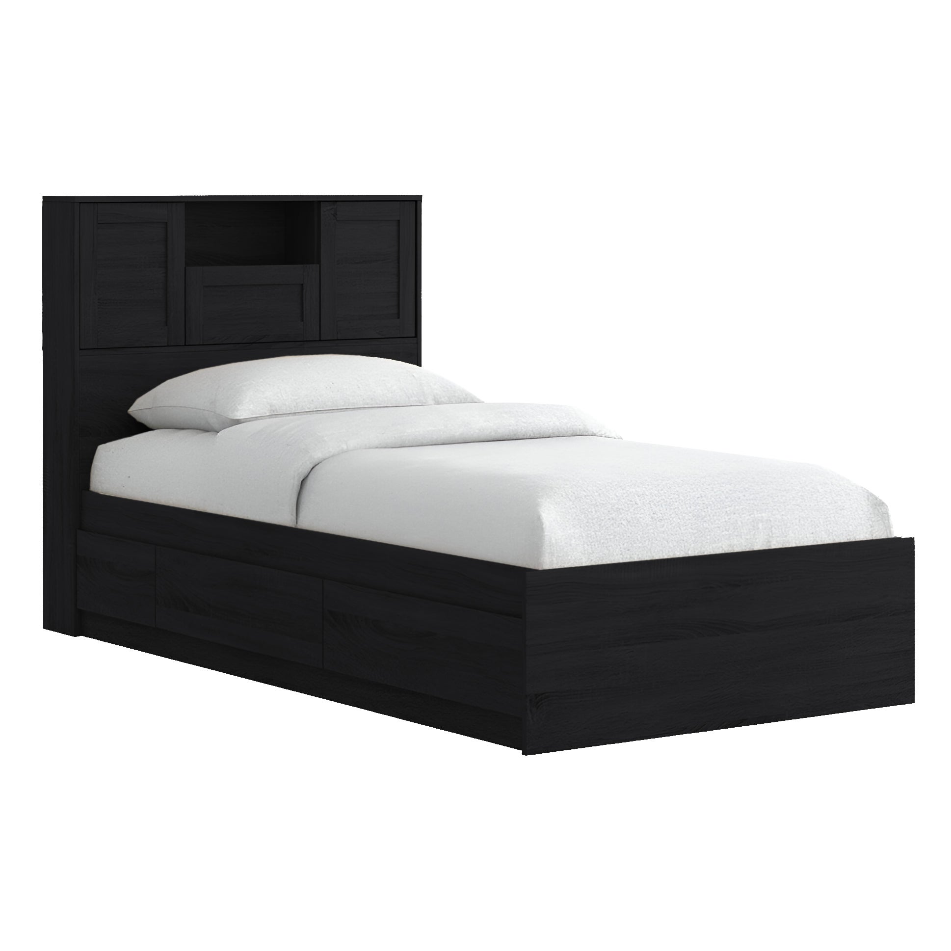 CARDIFF Double Bed with Storage Compartments in Black
