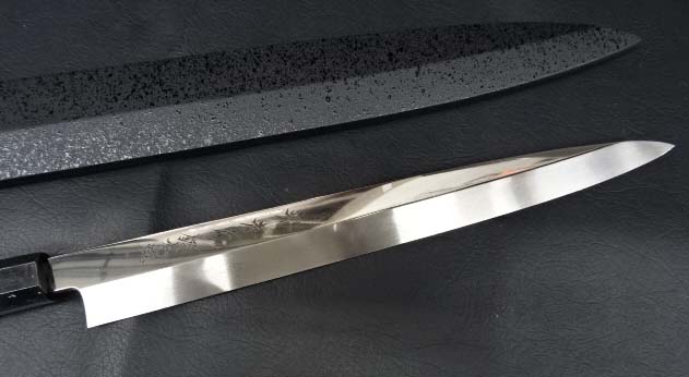 銀魂 正夫（柳刃）銀三鋼 本焼き 鏡面加工 堺孝行包丁 鞘付き