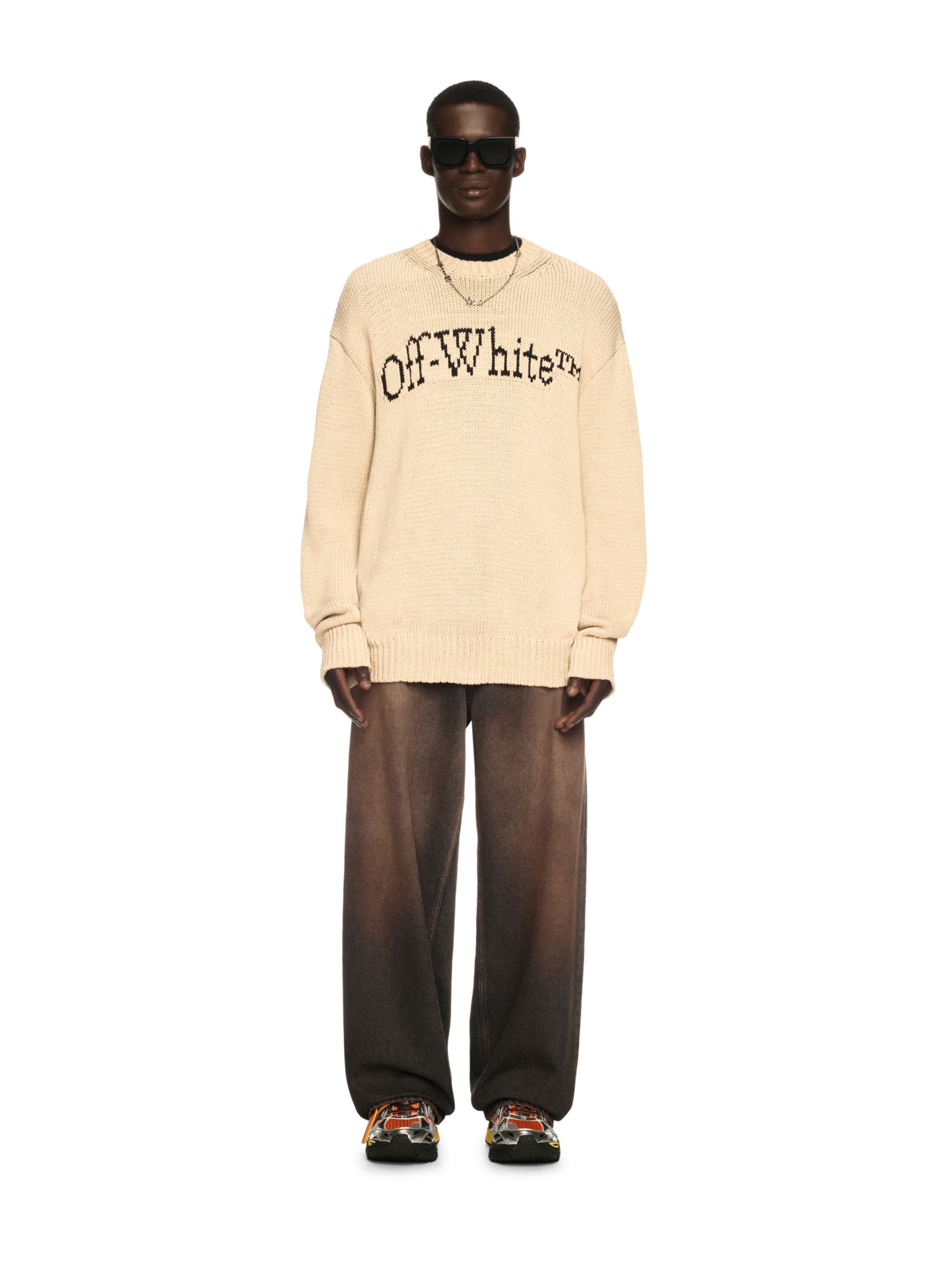 BIG BOOKISH CHUNKY KNIT CREWN in NEUTRALS | Off-White™