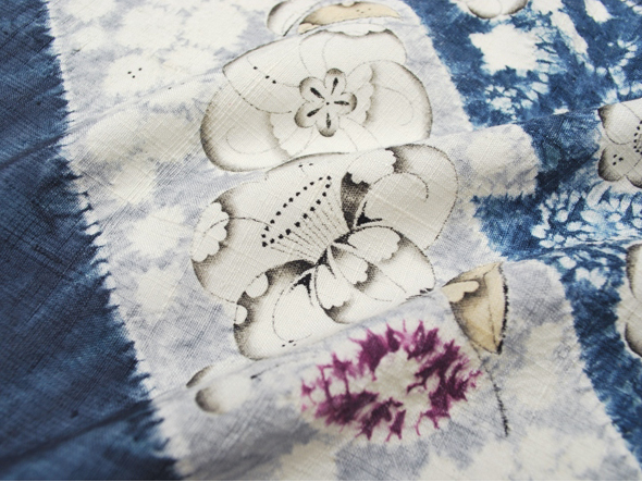 森健持 辻が花九寸名古屋帯(小千谷紬・錆藍地) | 商品紹介 | 染と織