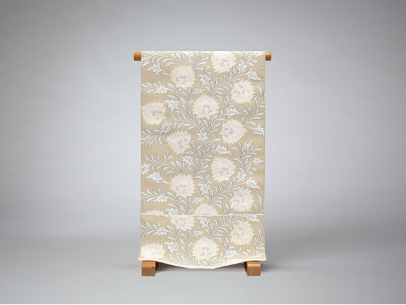 織楽浅野 九寸名古屋帯(金襴唐草・淡白橡色) | 商品紹介 | 染と織たかはし