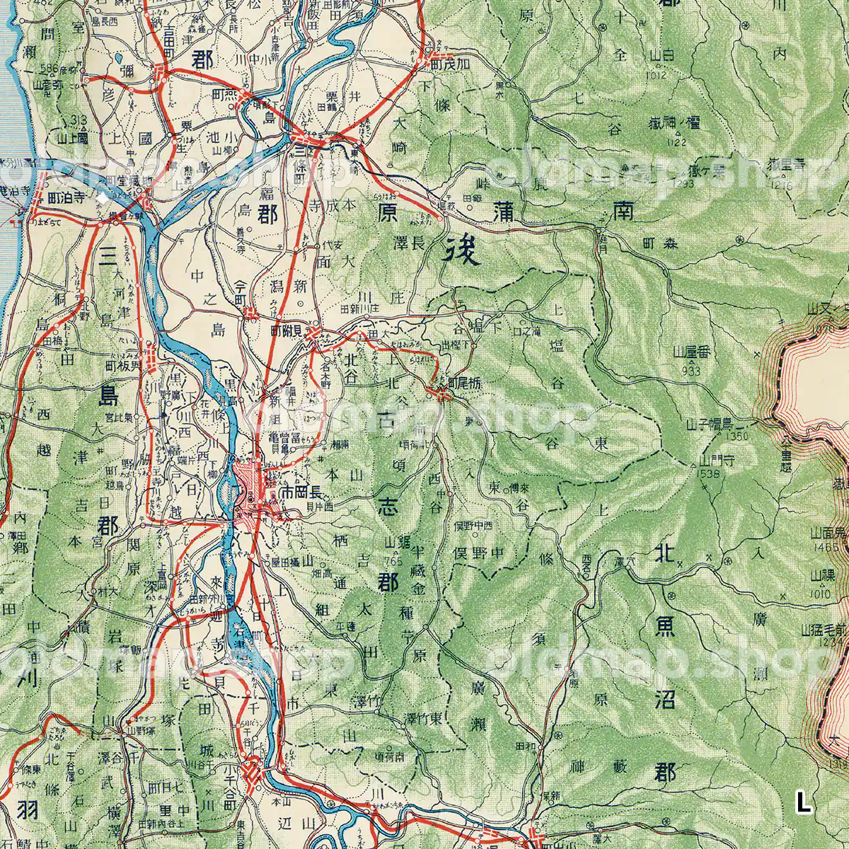 其四十一 新潟県 昭和5年(1930) – 日本交通分県地図 古地図データの
