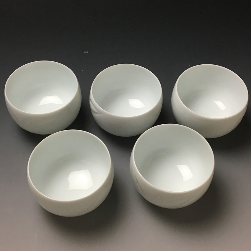 有田焼 無形文化財 名工 初代 奥川忠右衛門 白磁茶器揃 共箱 / 小城ベース