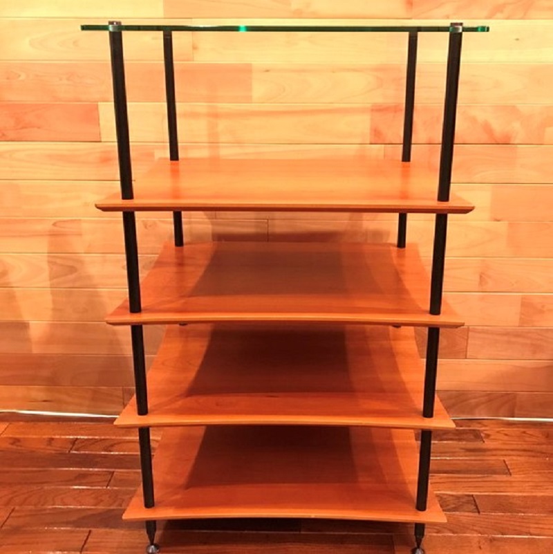 中古品】QUADRASPIRE/オーディオラック/Q4D (5段/CHERRY・CLEAR GLASS