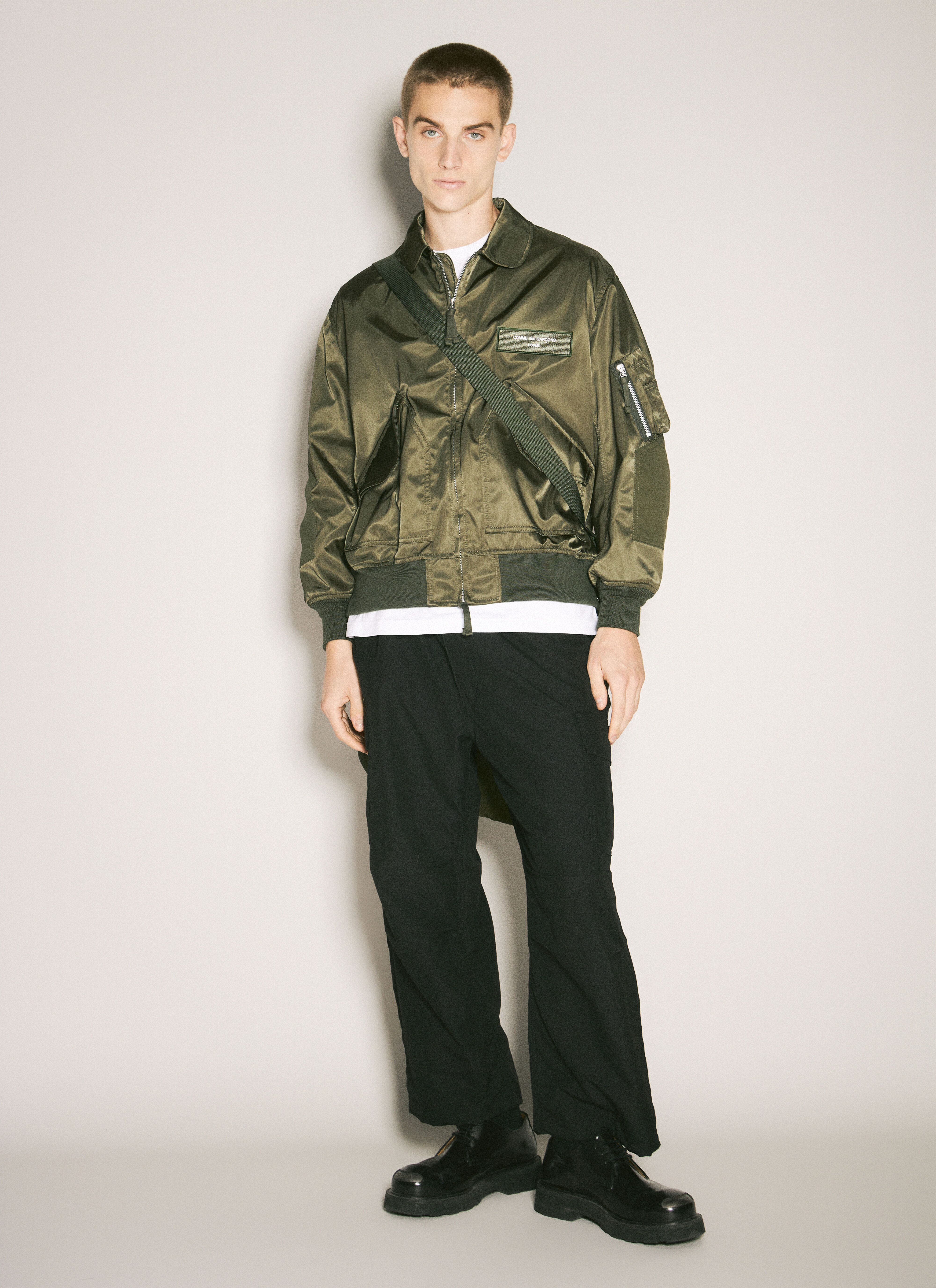 Comme des Garçons Homme Men's' Nylon Twill Bomber Jacket in Green