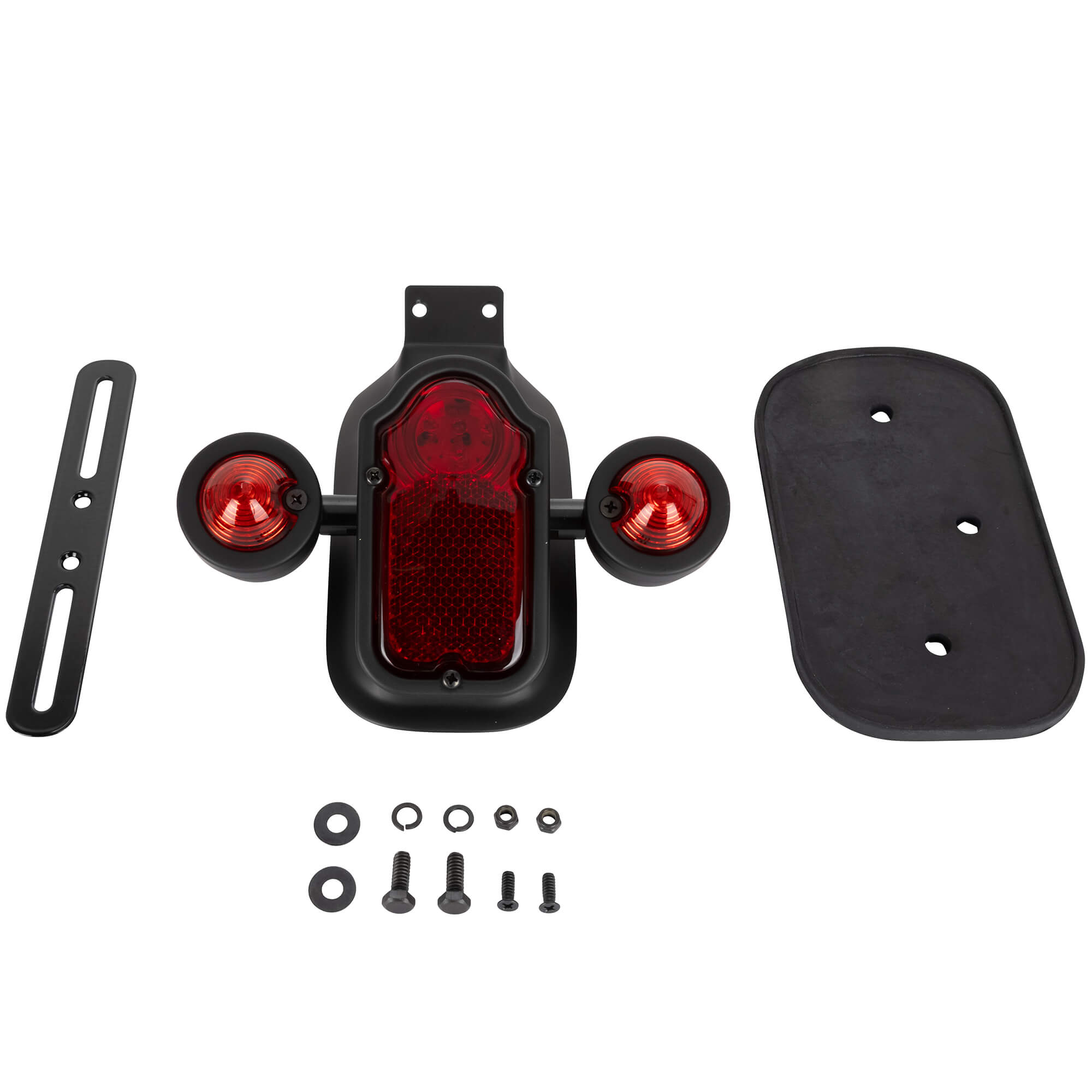 Tombstone LED Taillight with Turn Signals - Red Lens - Black