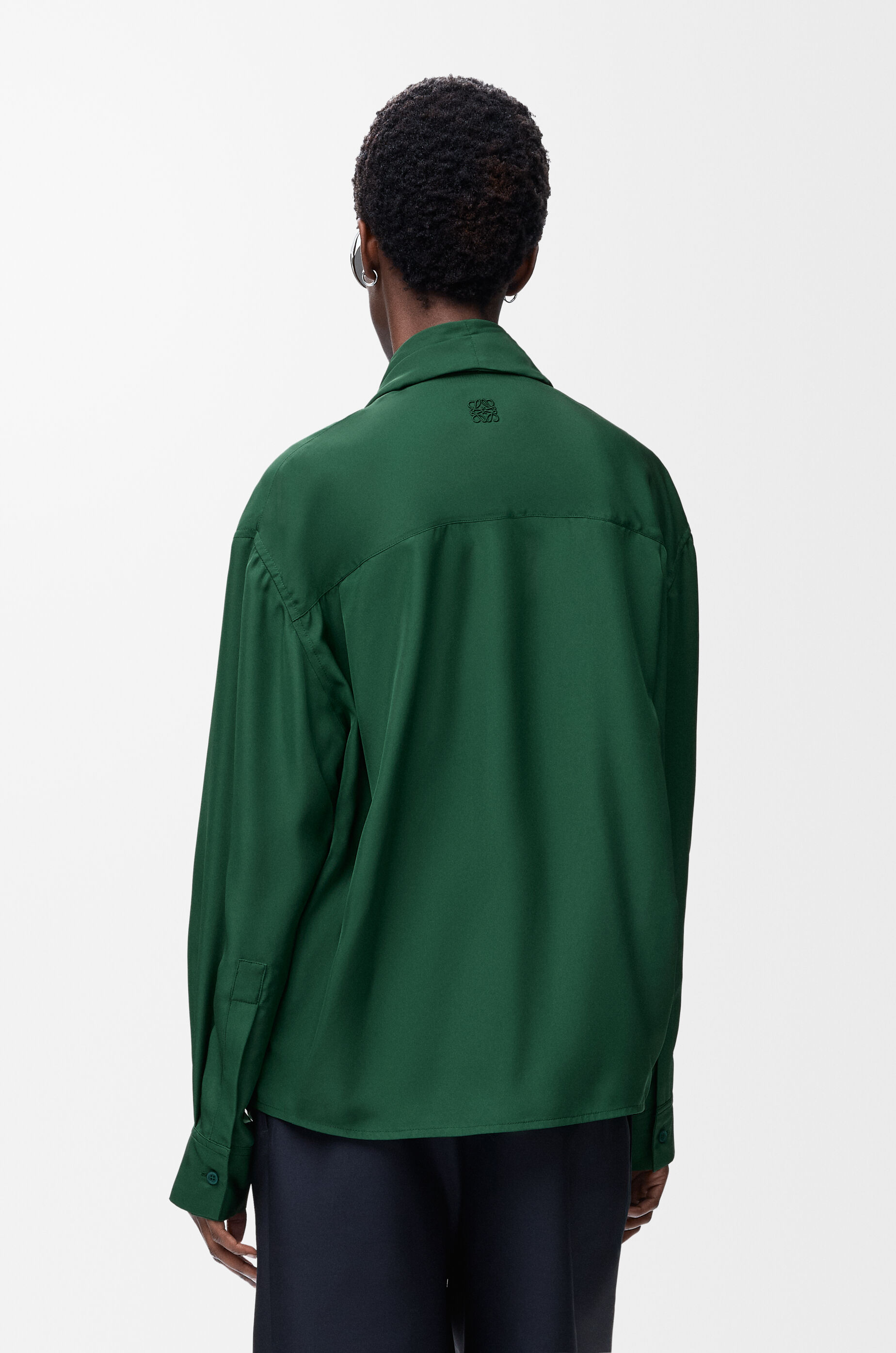 Draped shirt in silk Green - LOEWE USA Official Website