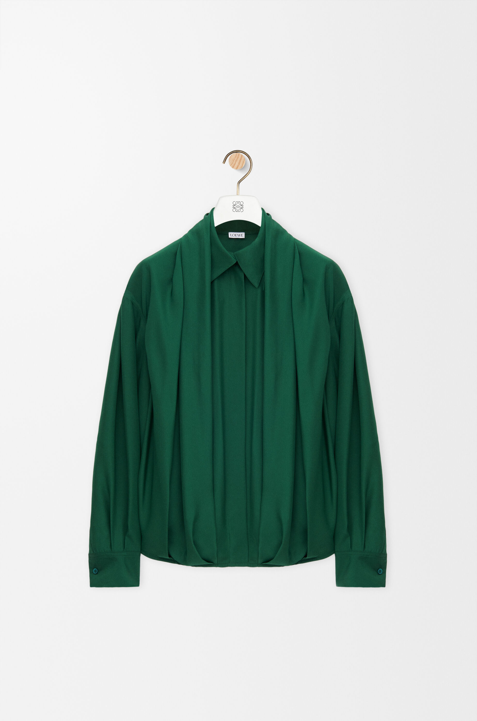Draped shirt in silk Green - LOEWE USA Official Website