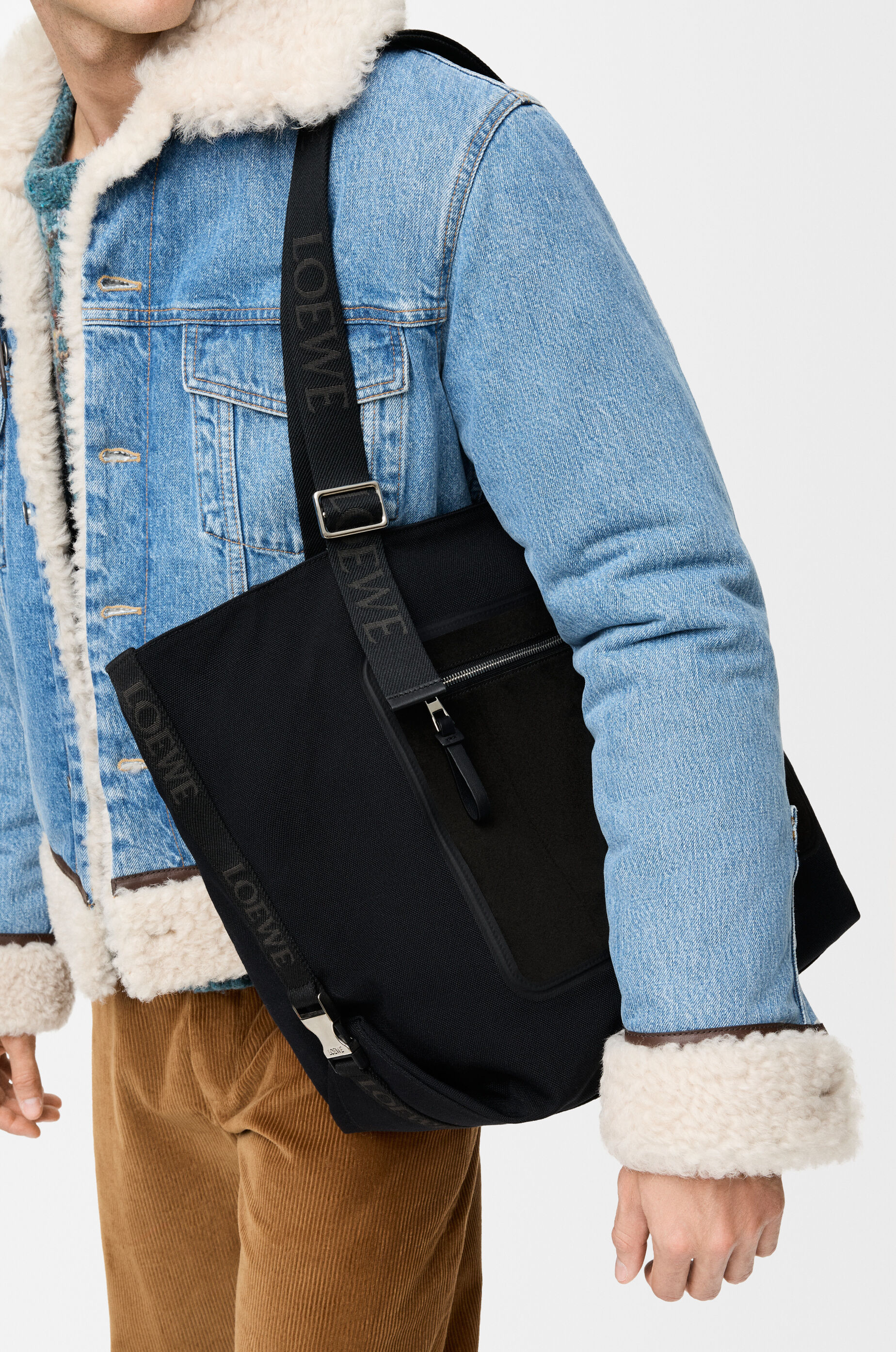 フレックス ジップ トートバッグ（キャンバス&スエード） ブラック