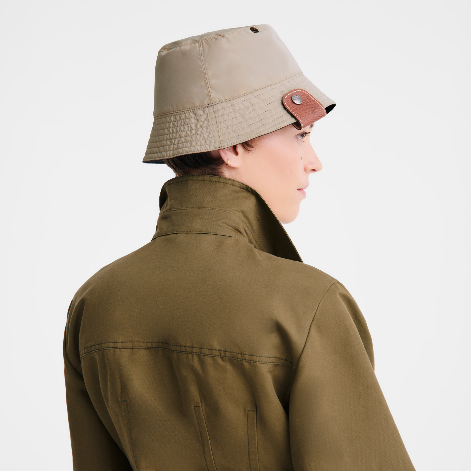 リバーシブルバケットハット ブラック / パピエ - テクニカルタフタ