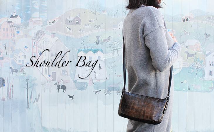 クロコ型押しレザーショルダーバッグ（牛革/日本製）｜革製品専門店