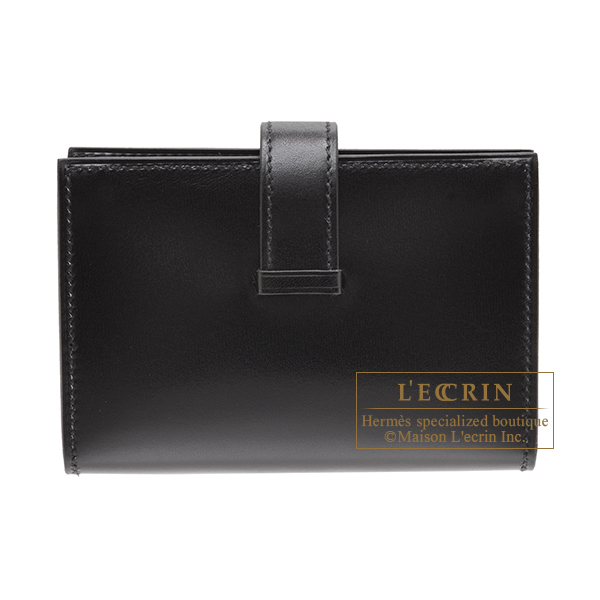 エルメス ベアンカードケース ブラック ボックスカーフ シルバー金具