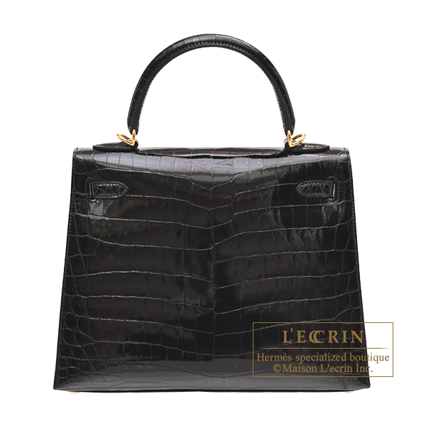 エルメス ケリー25/外縫い ブラック クロコダイル ニロティカス