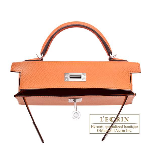 エルメス ケリーミニ/外縫い オレンジ ヴォーエプソン シルバー金具