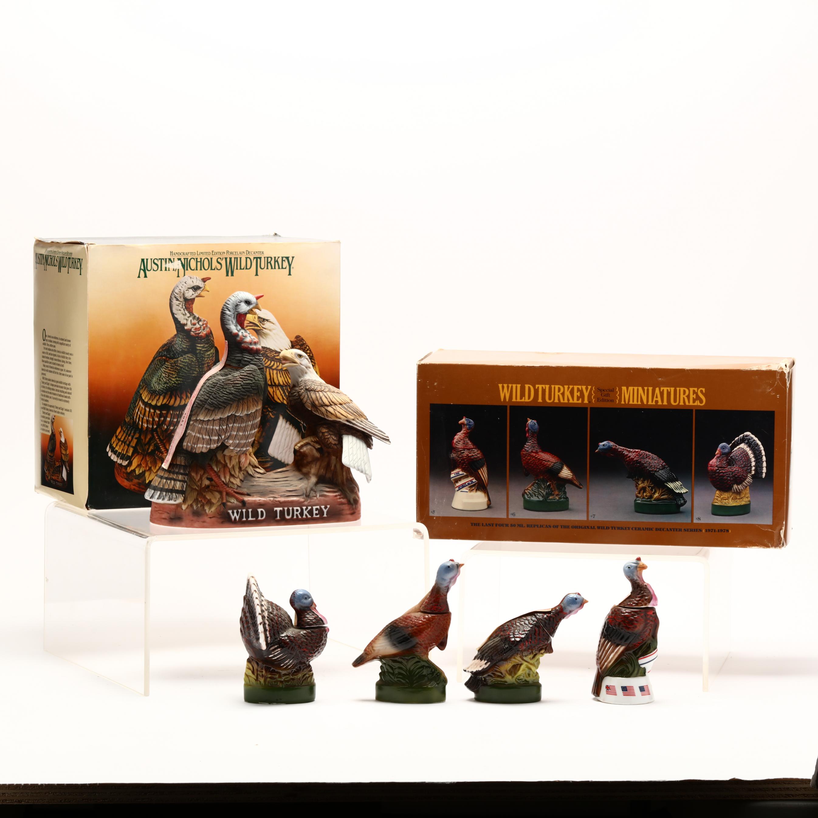 Wild Turkey Bourbon Whiskey in Porcelain Decanter & Mini-Decanters