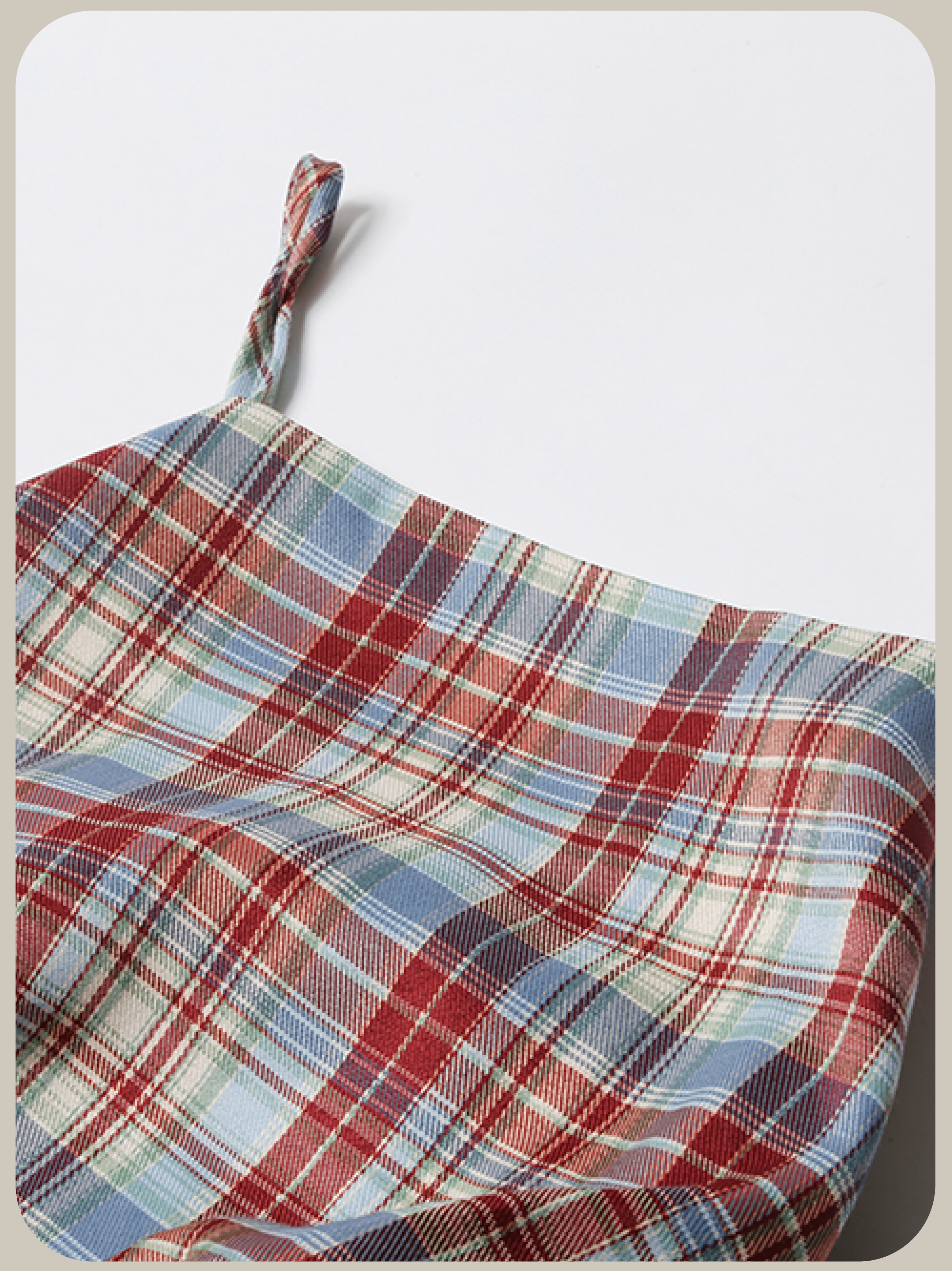 Red Plaid Puff Cami Dress/レッドチェック柄パフキャミワンピース