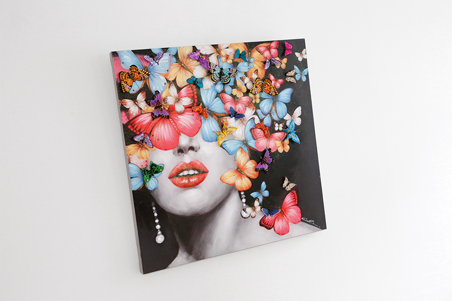 廃番】カラフルバタフライ 80×80cm - アート・インテリア絵画の通販