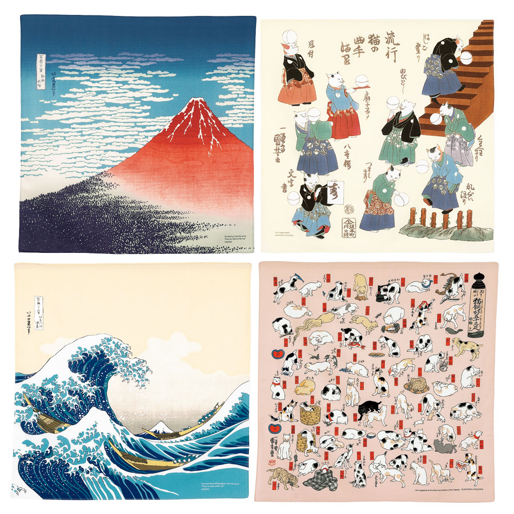 京都和文化研究所 むす美 オーガニックコットン風呂敷／北斎と国芳（4