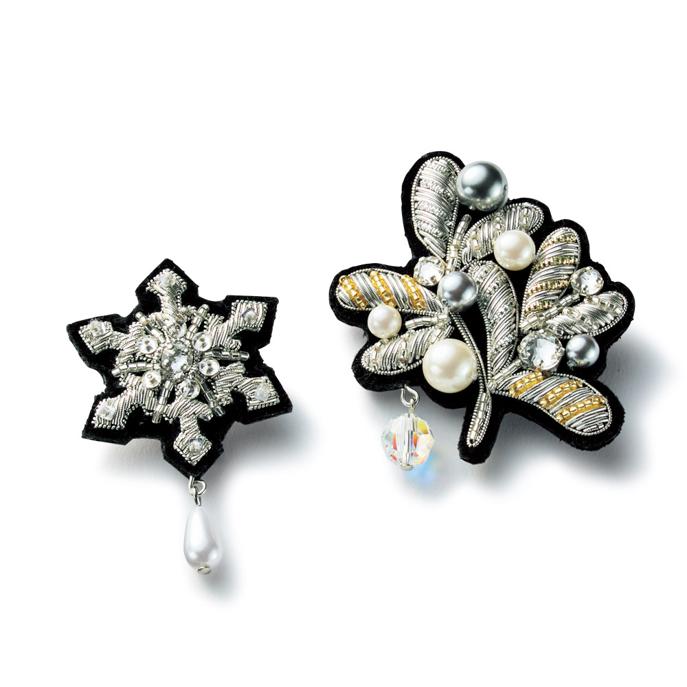 チリア ヤドリギ＆スノークリスタル／ブローチセット | ライトアップ