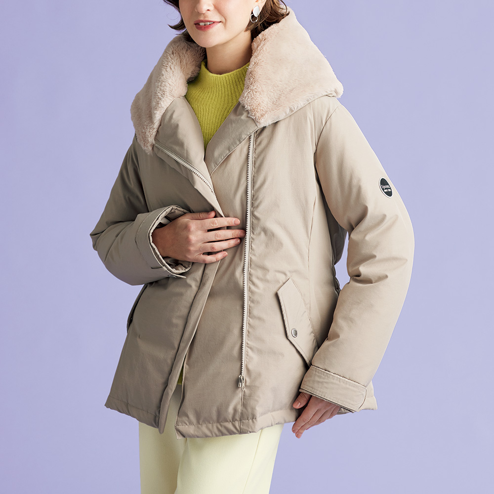 スプーム フェイクファー使いダウンジャケット | ライトアップ