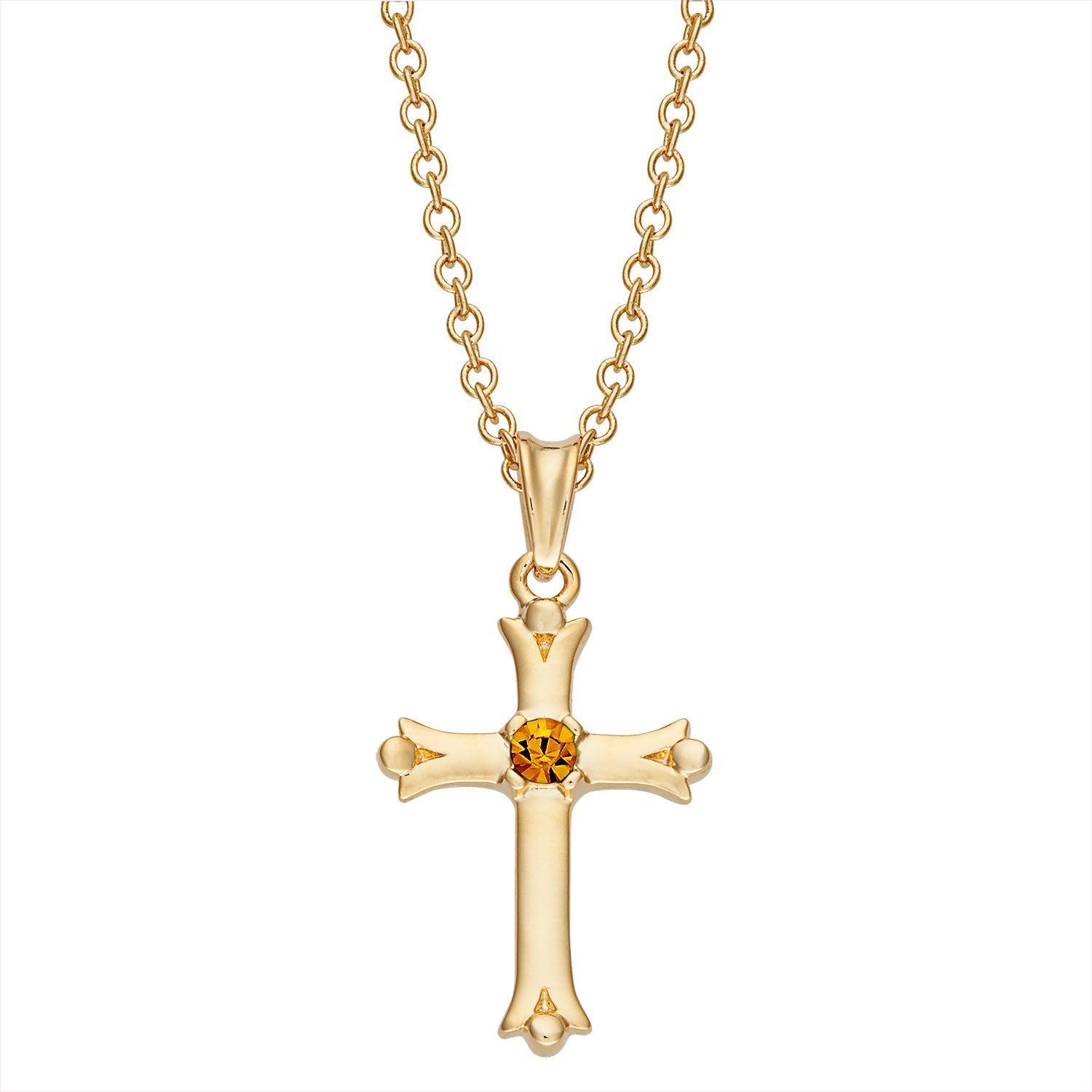 Goldtone Kid's Birthstone Cross Pendant – Limoges Jewelry