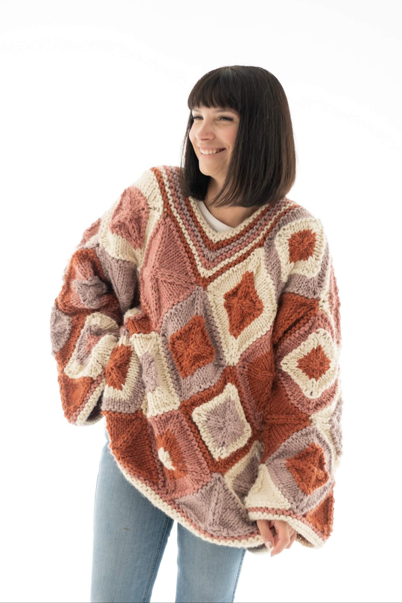 Patchwork Sweater (Knit) – Lion Brand Yarn