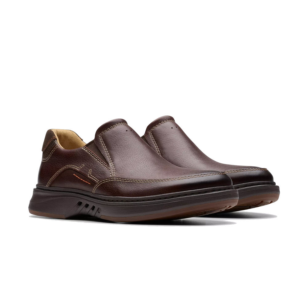 CLARKS UN BRILEY STEP SLIP ON MAHOGANY LEATHER - MENS - Lamey