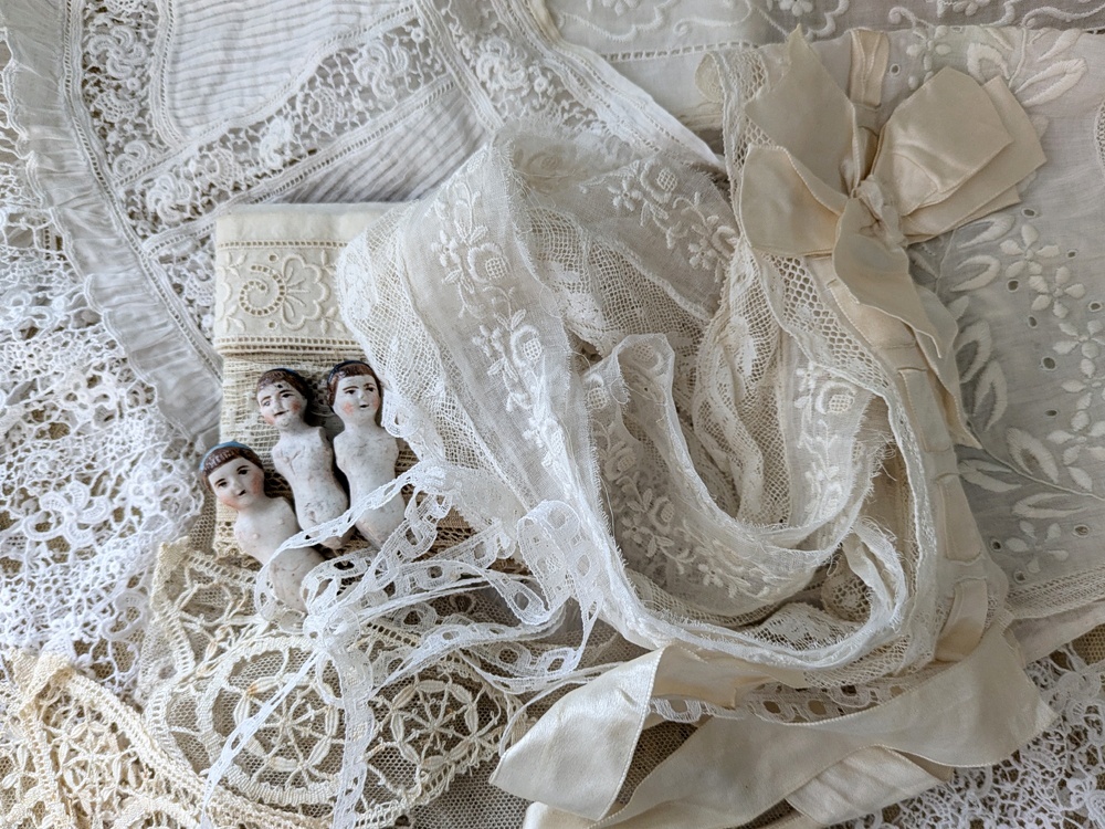 フランスアンティーク 幅広 チュールレース 90cm