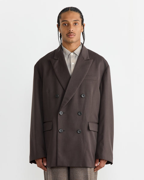 Oversized Double Breasted Jacket in Grey Khaki