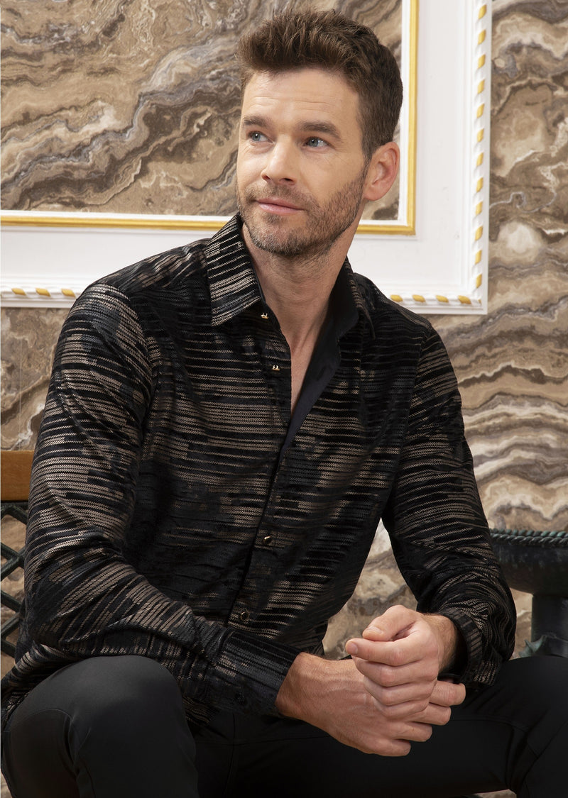 Black Gold Thin Line Velvet Shirt – MONDO Menswear