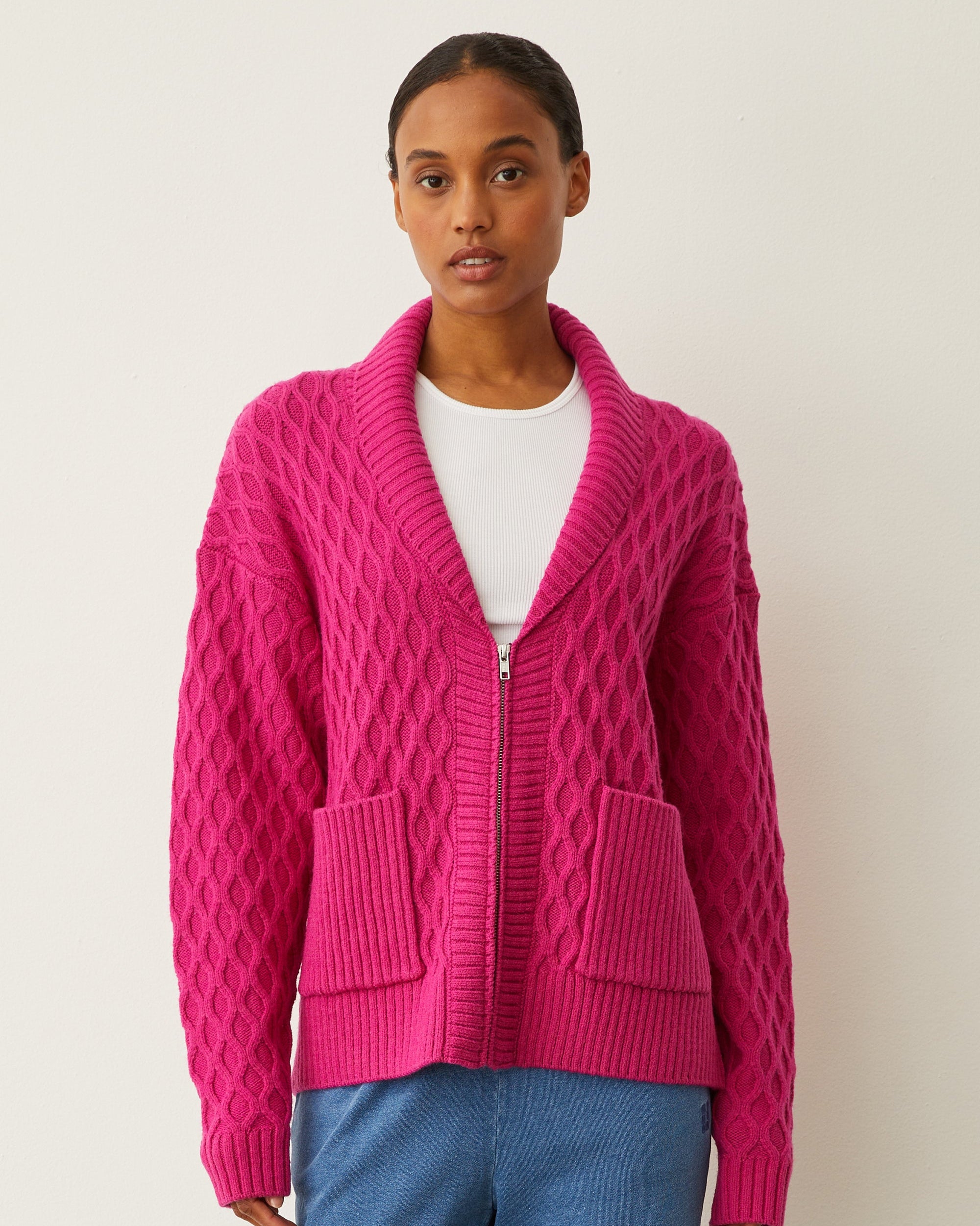 Cable Knit Zip Cardigan – MONROW