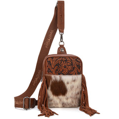TR179-186 Trinity Ranch Genuine Hair-On Cowhide Tooled Fringe