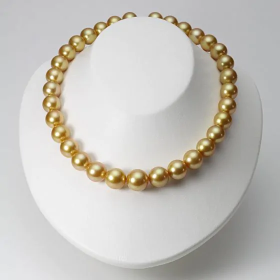 12 - 14mm 白蝶真珠（ゴールド系）ネックレス | Moon Label - 大月真珠