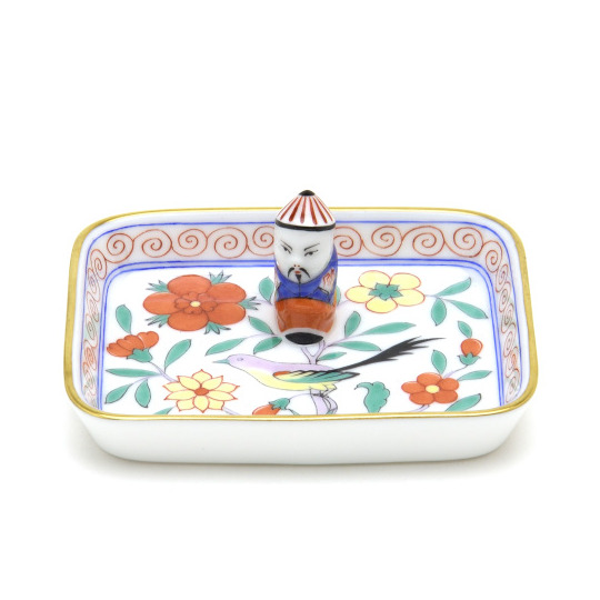 50%Off】 ヘレンド(Herend) 長方形ミニトレイ(幅:8.5cm)マンダリン飾り