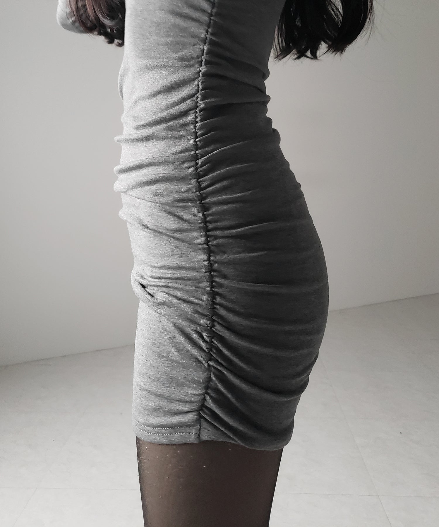 3color ／ 裏起毛 】チョーカーネックシャーリングミニワンピース