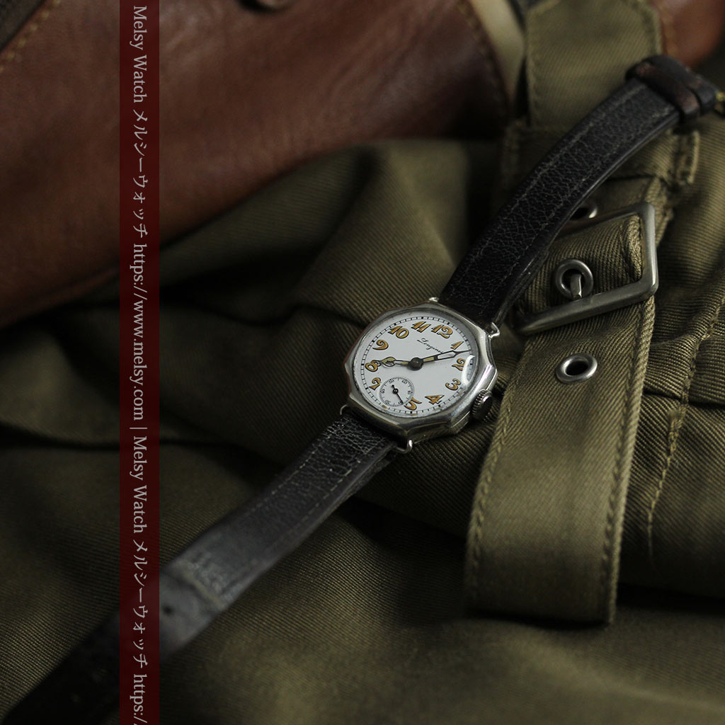 ロンジン 100年の風格漂う希少八角形の銀無垢アンティーク腕時計