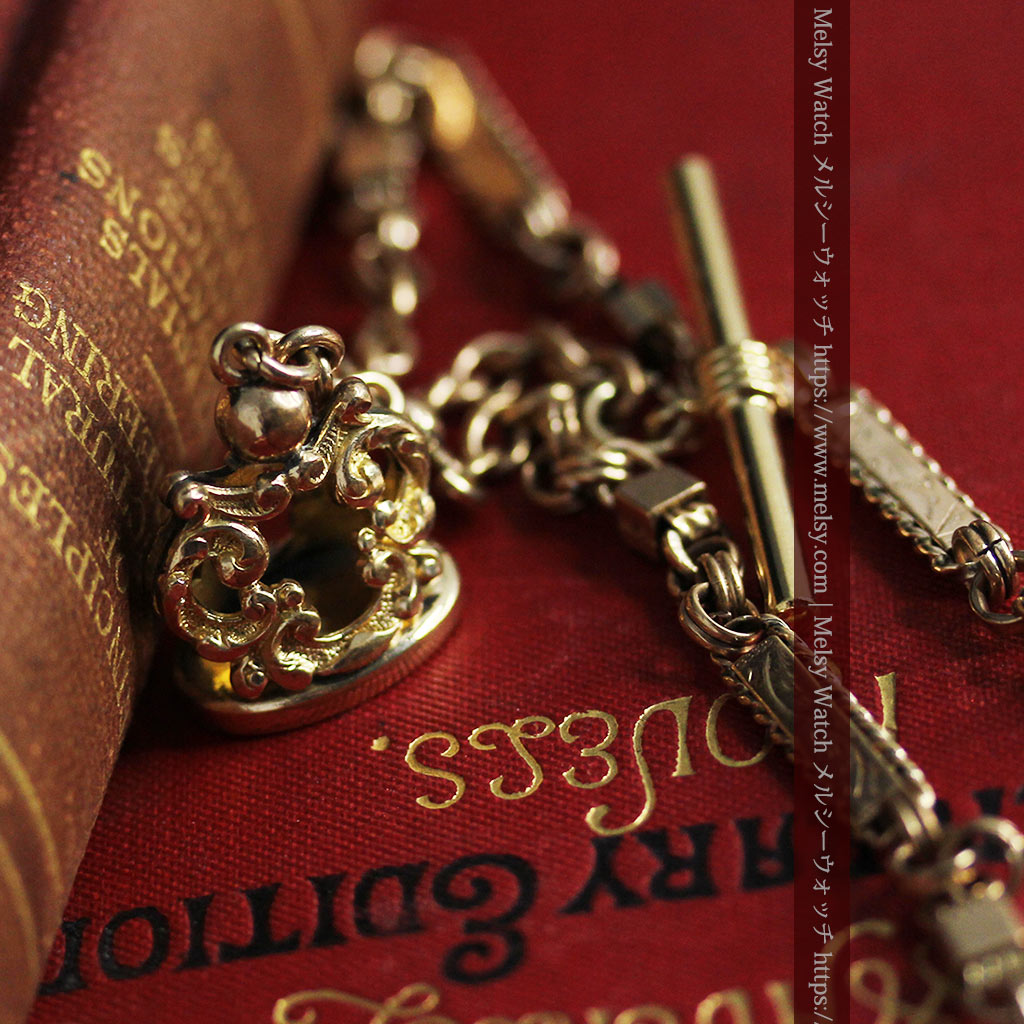 装飾の綺麗なダブルアルバート懐中時計チェーン 立体装飾付き